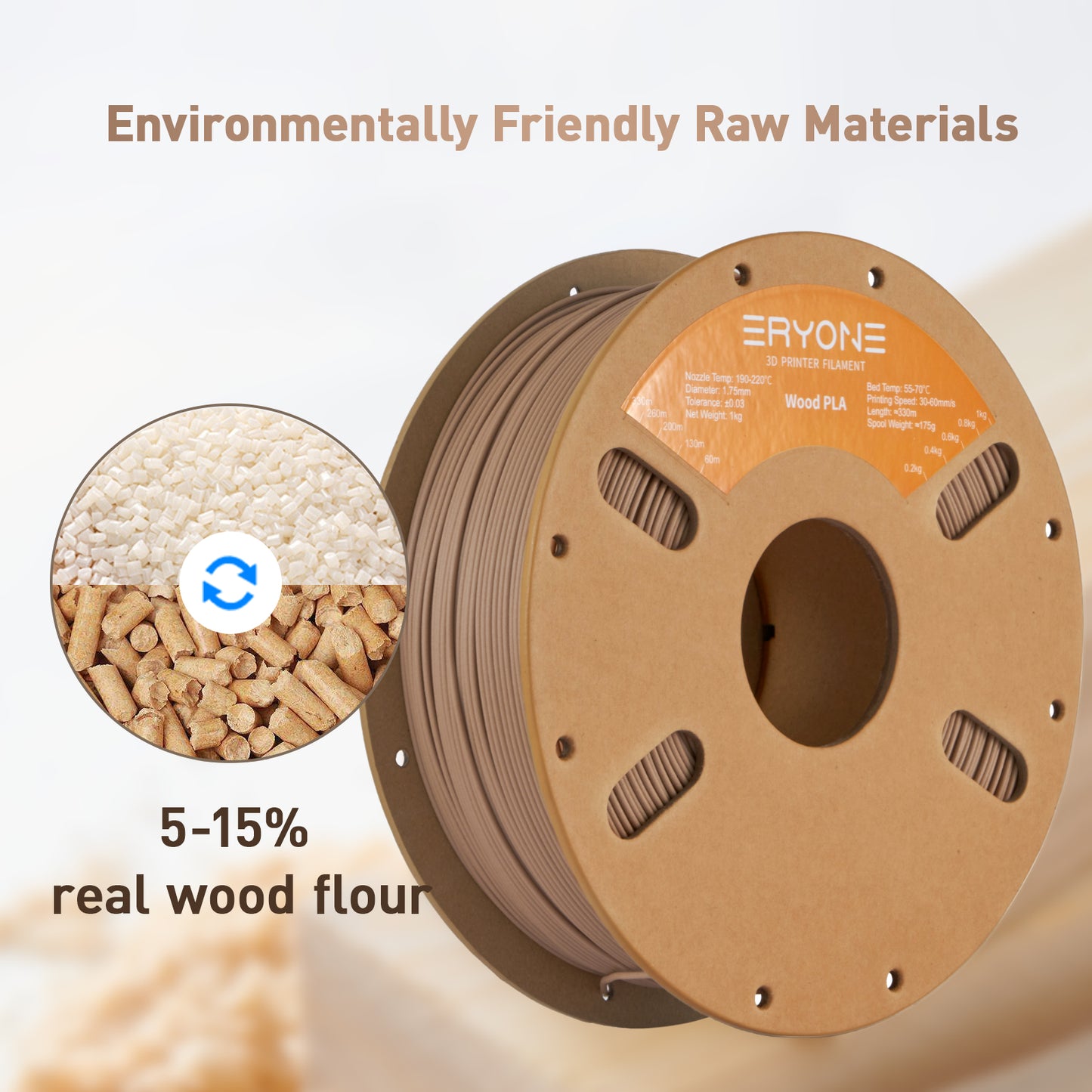 Eryone Wood PLA | Deep-Wood