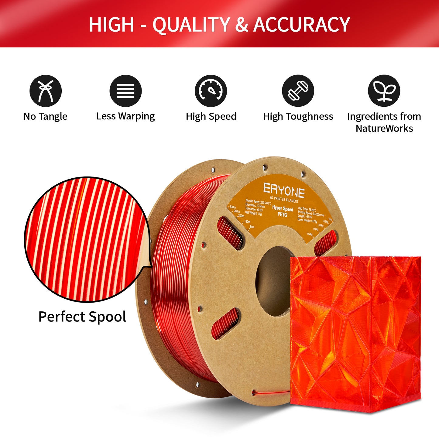 Eryone High Speed PETG | Transparent Red