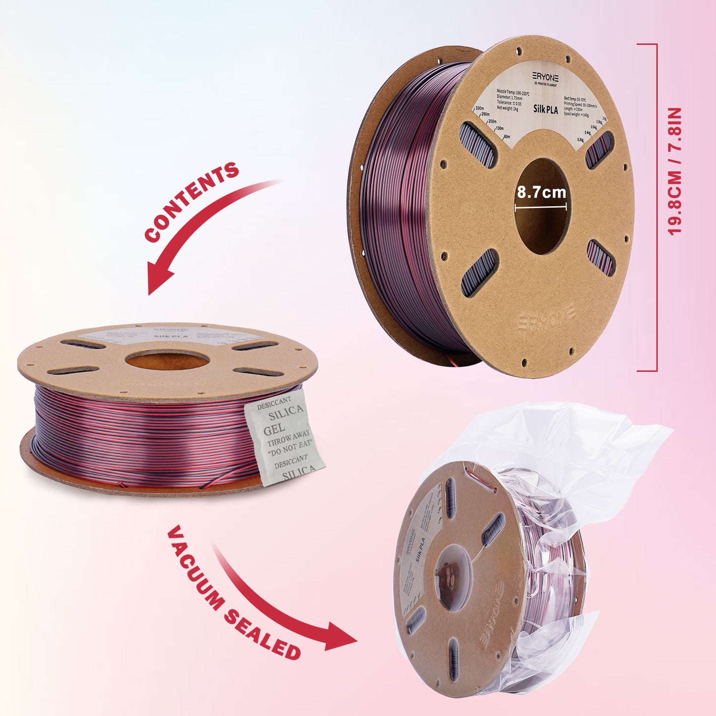 Eryone Dual Color Silk PLA  | Black & Red